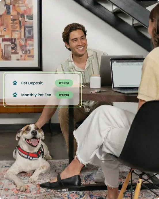 Challenge pet fees — Pet deposit and monthly pet fee waived